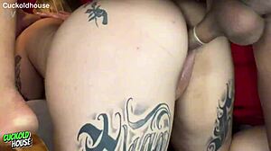 shaved latina wife joins brazilian orgy with hubby watching her pierced nipples bounce