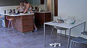 peeking at those juicy asses in the kitchen voyeur style