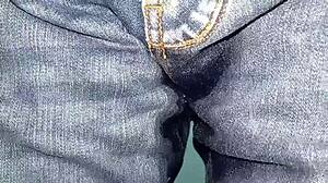 jeans soaked in double orgasm pee