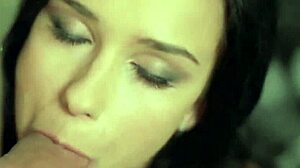 brunette amateur babe swallows facial after deep blowjob