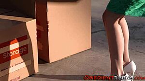 guy dominates bound cfnm teen deepthroating his monster cock