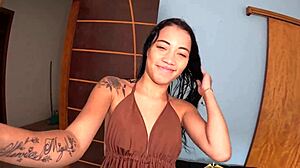 Boyceta Crashes Shaved Brazilian Teens' Steamy Bathroom Party For Juicy Cock Surprise