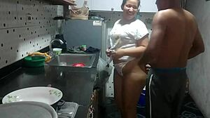 Stepsis Big Ass Tempts Boyfriend to Kitchen Fuck and Creampie!