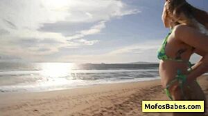 naughty sahara skye sucks charles dera's big cock on beach?