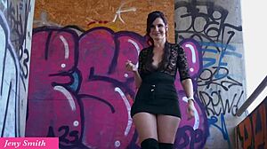 jeny smith's outdoor tease exposes butt pussy and masturbation bliss