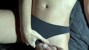 He cums on wet panties milf fingers pussy to dripping orgasm