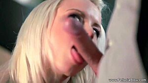 Blonde babe delivers her sloppiest gagging deepthroat blowjob ever