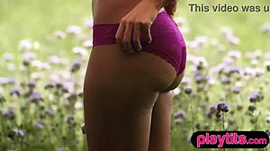 Big Ass Petite Hungarian Milf Strips Tanned Nude Body Outdoors Teasing