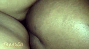 Juicy BBW ebony moans sideways begging cum in her fat ass