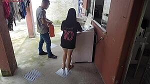 married housewife pays repairman with big ass while cuck hubby's out