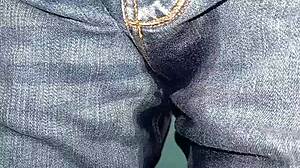 jeans soaked in double orgasm pee