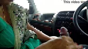 stepmom swallows stepson's cum after car blowjob outdoor