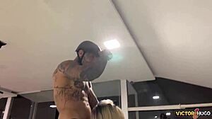 blonde shemale moans loud in intense solo play