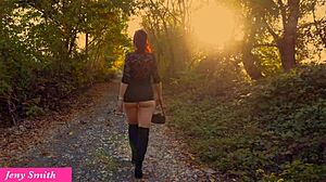 jeny smith's outdoor tease exposes butt pussy and masturbation bliss