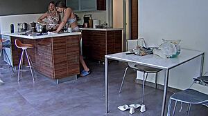 peeking at those juicy asses in the kitchen voyeur style