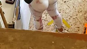 Want to grab this bitch's leggings wide open bending down?