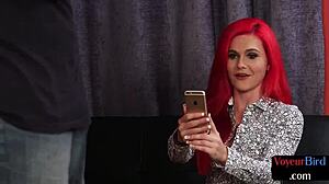 Cfnm Redhead Milf Seduces Male Jerker with Dirty Talk and Sexy Clothed Tease