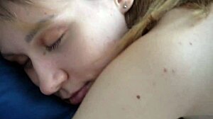 Brunette College Girlfriend Wakes for Bent Over Doggystyle Riding After Tinder Sleepover