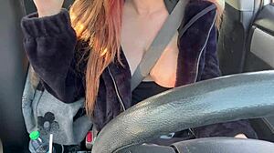 Italian Big Tits Milf Flashes Juicy Boobs And Nipples In Car Ride