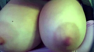 italian milf's huge boobs bounce slow in close-up