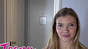 innocent teen gymnast harlow west bends for coach's taboo shaved pussy creampie surprise