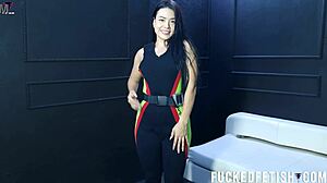 Moonblack's vintage spandex neoprene latina curves tease slow