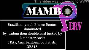 brazilian nymph bianca dominated lezdom double anal 3 monster cocks
