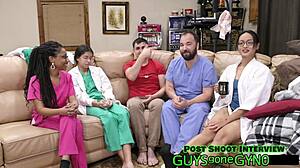 Nurse sneaks in to jerk off on exam table!