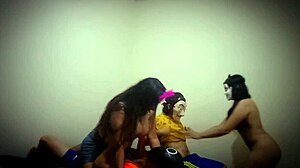 halloween orgy erupts old man fucks teen pussies milky creampies