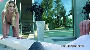 FINGER HER ASS WHILE SHE GAGS on cock OUTSIDE