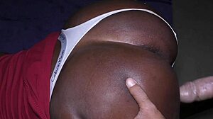 Ebony GF Anal Creampie in Panties Gaping Butthole Homemade