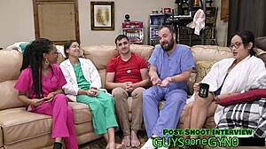 Nurse sneaks in to jerk off on exam table!