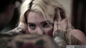 i tricked this hot blonde babe neighbor into deepthroating and rough pussy fucking