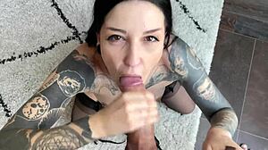 whoa this curvy brunette gags on huge cock then takes facial 💦😩