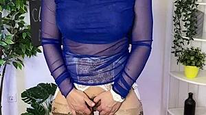 hot milf teacher shows clit in stockings domination lesson!