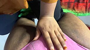 Stepsis's Pussy Peeks Through Ripped Pants So Bro Fingers Her to Squirting Fuck