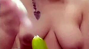 Deep Vegetable Anal Insertion Sparks Intense Moans