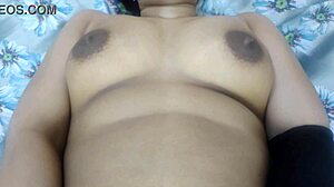 my paki stepsis flaunts her huge natural tits shaved pussy close-up