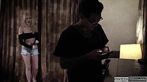 i tricked this hot blonde babe neighbor into deepthroating and rough pussy fucking