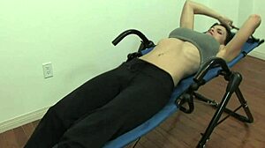 pretty brunette milf squirts hard fingering shaved pussy in heels