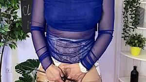 hot milf teacher shows clit in stockings domination lesson!