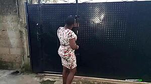 African BBW Wife Fucks Fan Outdoors in Crazy Doggystyle