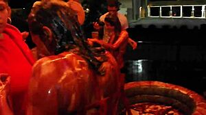 Epic chocolate wrestling olympics! 🍫🥊