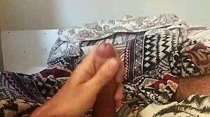 Skinny Brazilian Hunk Jerks Monster Cock Legs Spread Bedroom Solo