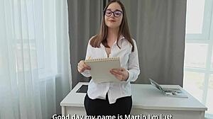 boss locks door and begs for cock slammed on her desk