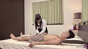 japanese masseuse's black stockings lead to tight pussy uncensored creampie roleplay