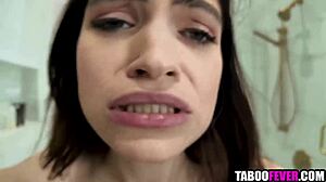 Stepdaughter takes daddy's cock deep in bathroom anal pounding