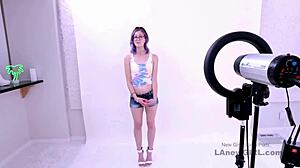 purple-haired model auditions with intense sofa daddy pounding