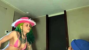 damn petite ebony tattoo slut!! throat & pussy stretched by monster bbc 😈💦 creampie finish