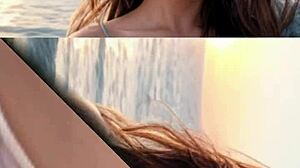 Mature Model Boldly Strolls Sunny Beach Path